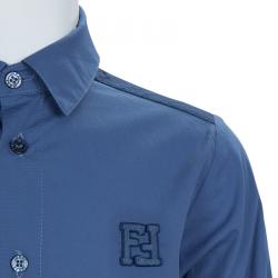 Pre Owned Fendi Blue Colorblock Long Sleeve Buttondown Cotton Shirt 4 Yrs