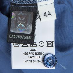 Pre Owned Fendi Blue Colorblock Long Sleeve Buttondown Cotton Shirt 4 Yrs