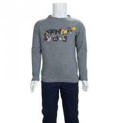 Pre Owned Fendi Grey Graphic Print Long Sleeve Crew Neck T-Shirt 5 Yrs