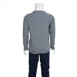 Pre Owned Fendi Grey Graphic Print Long Sleeve Crew Neck T-Shirt 5 Yrs