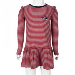 Pre Owned Fendi Red Striped Jersey Long Sleeve Ruffle Bottom Dress 6 Yrs 