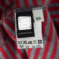 Pre Owned Fendi Red Striped Jersey Long Sleeve Ruffle Bottom Dress 6 Yrs 