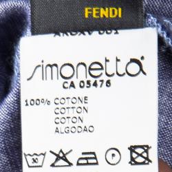 Pre Owned Fendi Blue Cotton Chambray Logo Patch Detail Dress 10 Yrs