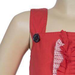 Pre Owned Fendi Red Pinafore Dress Size 6 Yrs