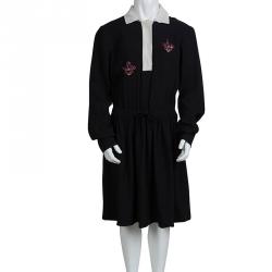 Pre Owned Fendi Black Embellished Long Sleeve Shirt Dress 10 Yrs