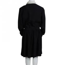 Pre Owned Fendi Black Embellished Long Sleeve Shirt Dress 10 Yrs