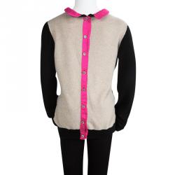 Pre Owned Fendi Logo Motif Contrast Collar Detail Sweater 10 Yrs