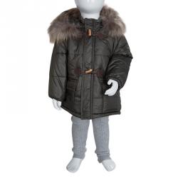 Pre Owned GF Ferré Olive Green Quilted Hooded Puffer Jacket 18 Months