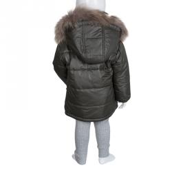 Pre Owned GF Ferré Olive Green Quilted Hooded Puffer Jacket 18 Months