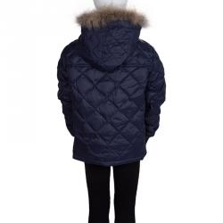 Pre Owned GF Ferré Navy Blue Quilted Hooded Jacket 10 Yrs