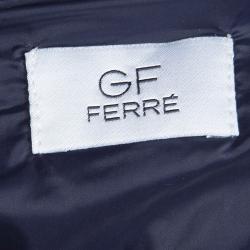 Pre Owned GF Ferré Navy Blue Quilted Hooded Jacket 10 Yrs