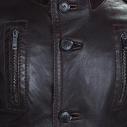 Pre Owned جاكيت بومبر غوتشي جلد بني 5 سنوات