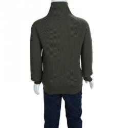Pre Owned Gucci Olive Green Honeycomb Knit Sweater 5 Yrs