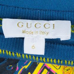 Pre Owned Gucci Blue Robot Print Crew Neck T-Shirt 6 Yrs