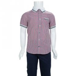 Gucci Multicolor Checked Cotton Buttondown Short Sleeve Shirt 6 Yrs