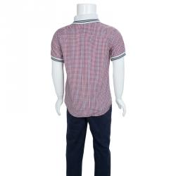 Gucci Multicolor Checked Cotton Buttondown Short Sleeve Shirt 6 Yrs