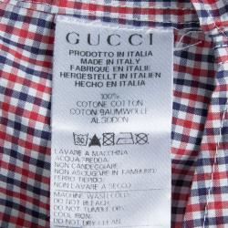 Gucci Multicolor Checked Cotton Buttondown Short Sleeve Shirt 6 Yrs