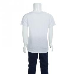 Gucci White Slub Jersey Logo Print T-Shirt 6 Yrs