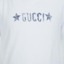 Gucci White Slub Jersey Logo Print T-Shirt 6 Yrs