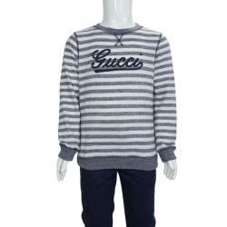 Gucci White Striped Cotton Terry Long Sleeve T-Shirt 6 Yrs