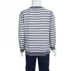 Gucci White Striped Cotton Terry Long Sleeve T-Shirt 6 Yrs