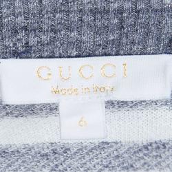 Gucci White Striped Cotton Terry Long Sleeve T-Shirt 6 Yrs