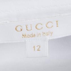 Gucci White Pintucked Long Sleeve Button Front Shirt 12 Yrs