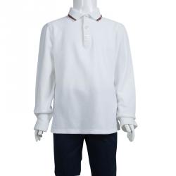 Pre Owned Gucci White Long Sleeve Polo T-Shirt 8 Yrs