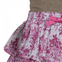 Pre Owned Gucci Pink Floral Print Tiered Skirt 6 Yrs