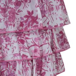 Pre Owned Gucci Pink Floral Print Tiered Skirt 6 Yrs