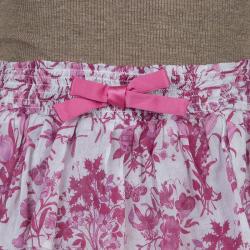 Pre Owned Gucci Pink Floral Print Tiered Skirt 6 Yrs