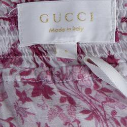 Pre Owned Gucci Pink Floral Print Tiered Skirt 6 Yrs