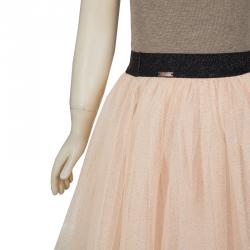 Pre Owned Jean Paul Gaultier Junior Light Pink Glitter Mesh Layered Skirt 6 Yrs