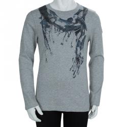 Pre Owned Junior Gaultier Grey Printed Long Sleeve T Shirt 8 Yrs