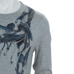 Pre Owned Junior Gaultier Grey Printed Long Sleeve T Shirt 8 Yrs