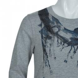 Pre Owned Junior Gaultier Grey Printed Long Sleeve T Shirt 8 Yrs