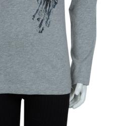 Pre Owned Junior Gaultier Grey Printed Long Sleeve T Shirt 8 Yrs