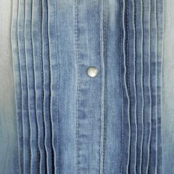 Pre Owned Junior Gaultier Indigo Light Wash Faded Effect Denim Pintuck Detail Dress 10 Yrs