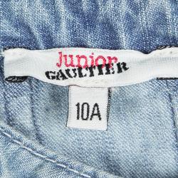 Pre Owned Junior Gaultier Indigo Light Wash Faded Effect Denim Pintuck Detail Dress 10 Yrs