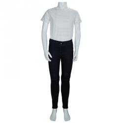  Gaultier Junior Indigo Dark Wash Denim and Rib Knit Skinny Jeans 10 Yrs