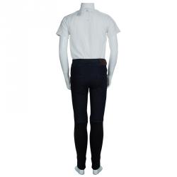  Gaultier Junior Indigo Dark Wash Denim and Rib Knit Skinny Jeans 10 Yrs