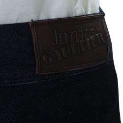  Gaultier Junior Indigo Dark Wash Denim and Rib Knit Skinny Jeans 10 Yrs