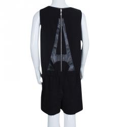 Pre Owned Gaultier Junior Black Leather Trim Detail Sleeveless Romper 10 Yrs