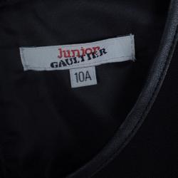 Pre Owned Gaultier Junior Black Leather Trim Detail Sleeveless Romper 10 Yrs