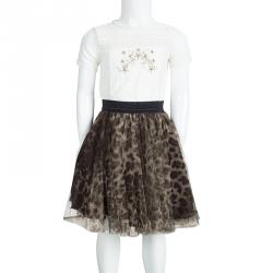 Jean Paul Gaultier Junior Animal Printed Mesh Layered Circular Skirt 6 Yrs