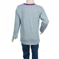 Pre Owned Kenzo Kids Grey Flock Print Long Sleeve Crew Neck T Shirt 8 Yrs