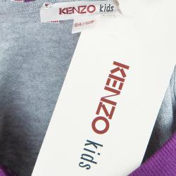 Pre Owned Kenzo Kids Grey Flock Print Long Sleeve Crew Neck T Shirt 8 Yrs