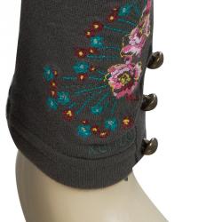 Pre Owned Kenzo Kids Khaki Green Embroidered Leggings 5 Yrs