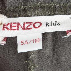 Pre Owned Kenzo Kids Khaki Green Embroidered Leggings 5 Yrs