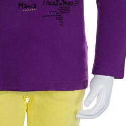 Kenzo Kids Purple Flock Printed Long Sleeve T Shirt 2 Yrs